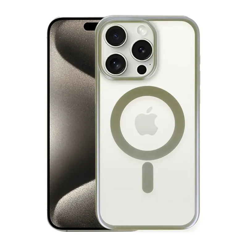 Apple iPhone 15 Pro Max Kılıf Erozi Magsafe Kapak - Gri