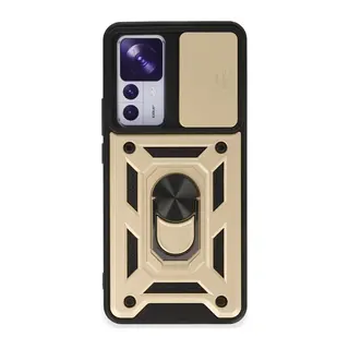 Xiaomi Mi 12T Pro Kılıf Pars Lens Yüzüklü Silikon - Gold
