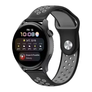 Watch 20mm Spor Delikli Kordon - Siyah-Gri