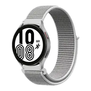 Samsung Galaxy Watch 4 Hasırlı Cırtcırtlı Kordon - Beyaz