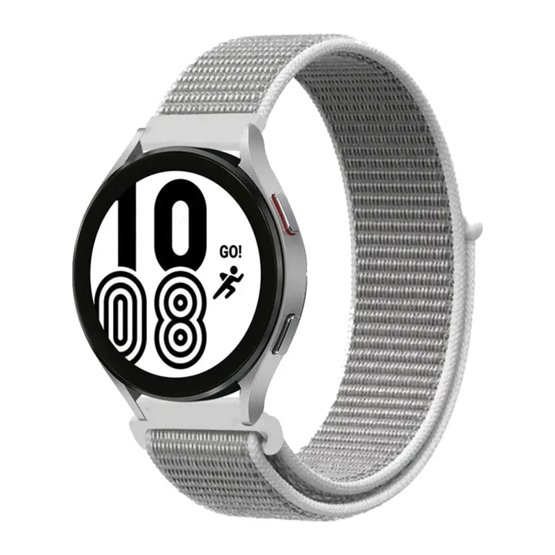 Samsung Galaxy Watch 4 Hasırlı Cırtcırtlı Kordon - Beyaz