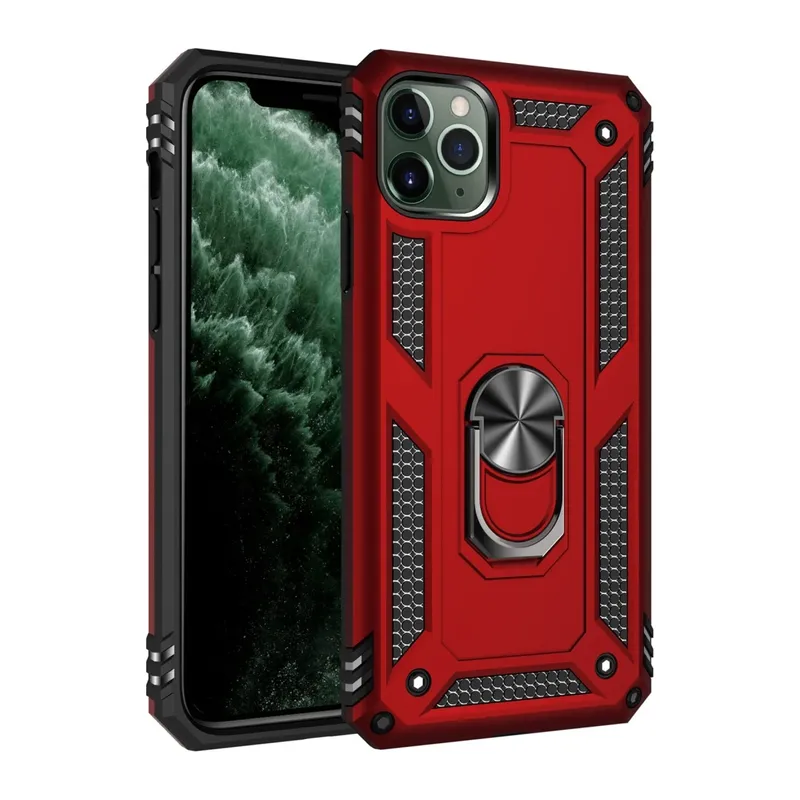 Apple iPhone 11 Pro Kılıf Sofya Yüzüklü Silikon Kapak - Kırmızı