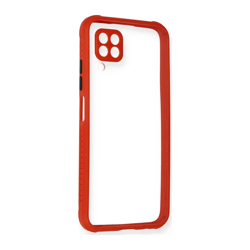 Huawei P40 Lite Kılıf Miami Şeffaf Silikon - Kırmızı