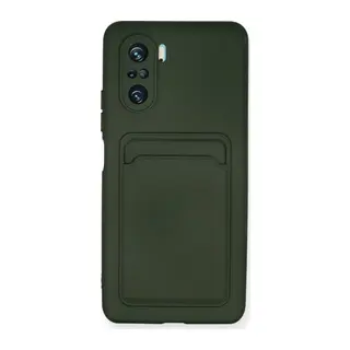 Xiaomi Poco F3 Kılıf Kelvin Kartvizitli Silikon - Koyu Yeşil