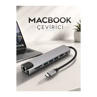 Çevirici Dönüştürücü Adaptör Macbook 3 In 1 Type-C To Hdmı USB 3.0