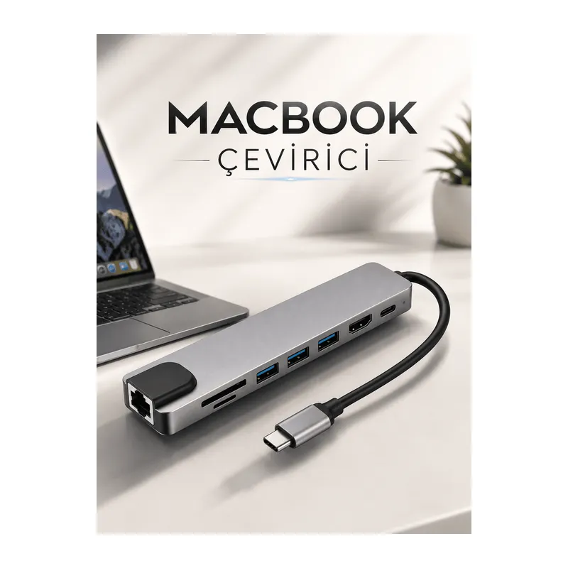 Çevirici Dönüştürücü Adaptör Macbook 3 In 1 Type-C To Hdmı USB 3.0