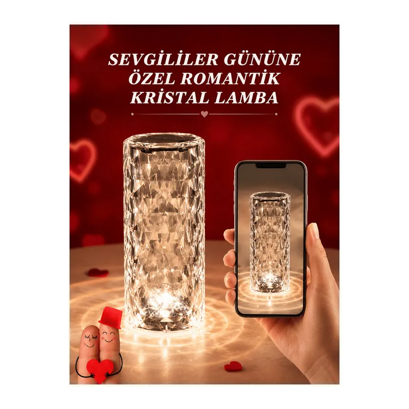 Sevgililer Günü İçin Hediye Kristal Lamba Sevgiliye Hediye USB Şarjlı Gece Lambası (Kopya)