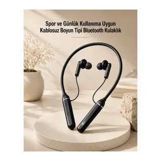 Kablosuz Boyun Tipi Bluetooth Kulaklık Mikrofonlu Spor ve Günlük Kullanıma Uygun