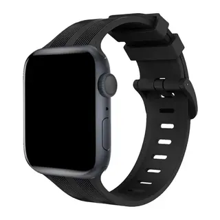 Apple Watch 38mm KR408 Çizgili Silikon Kordon - Siyah