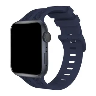 Apple Watch 38mm KR408 Çizgili Silikon Kordon - Lacivert