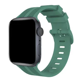 Apple Watch 38mm KR408 Çizgili Silikon Kordon - Yeşil