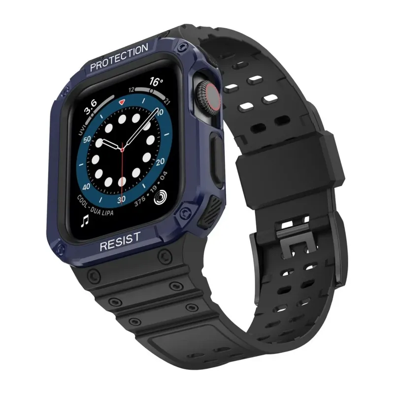 Apple Watch 42mm KR401 Silikon Kordon - Siyah-Mavi