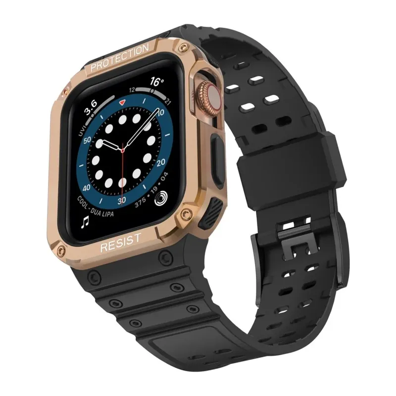 Apple Watch 42mm KR401 Silikon Kordon - Siyah-Rose