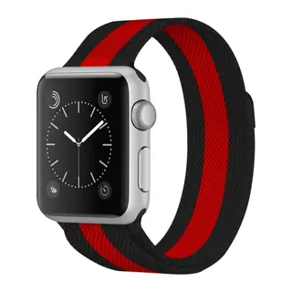 Apple Watch 38mm Metal Mıknatıslı Kordon - Siyah-Kırmızı