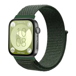 Huawei Fit 4 Hasırlı Cırtcırtlı Kordon - Koyu Yeşil