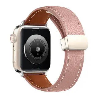 Apple Watch 38mm KR414 Daks Deri Kordon - Pembe