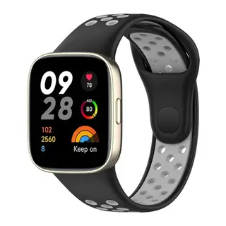 Xiaomi Redmi Watch 3 Spor Delikli Kordon - Siyah-Gri