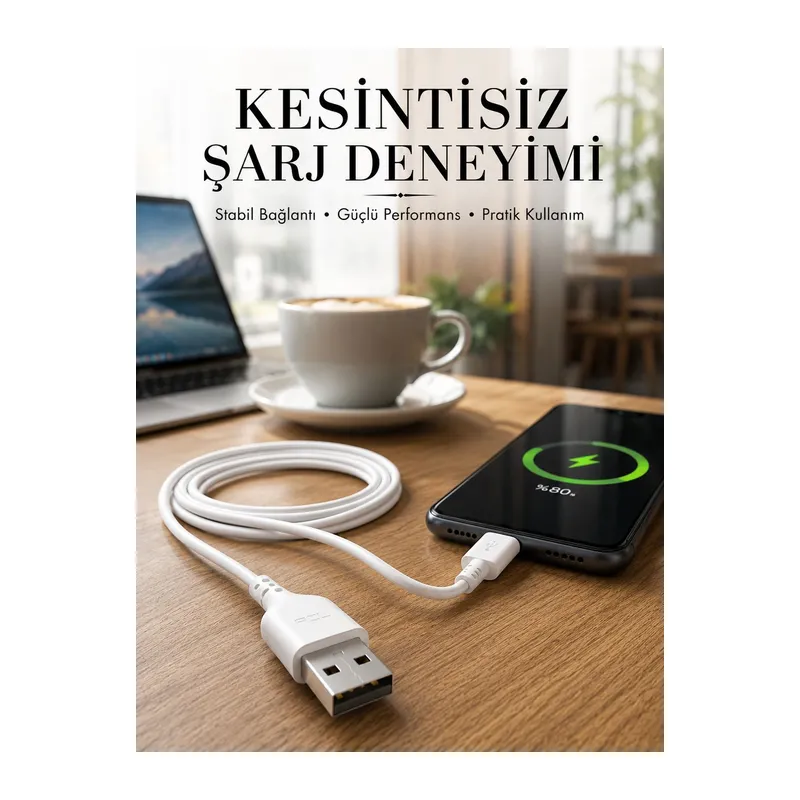 2 Metre Type-C Şarj Kablosu Güvenli ve Stabil Şarj Desteği