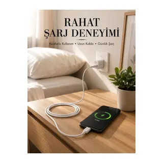 USB-A to Type-C Şarj Kablosu 2 Metre Uzun Kablo