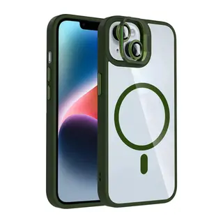 Joko Apple iPhone 15 Plus Remim Lensli Magsafe Standlı Kapak - Koyu Yeşil
