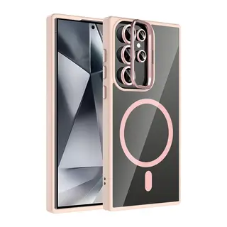 Joko Samsung Galaxy S25 Ultra Remim Lensli Magsafe Standlı Kapak - Pembe