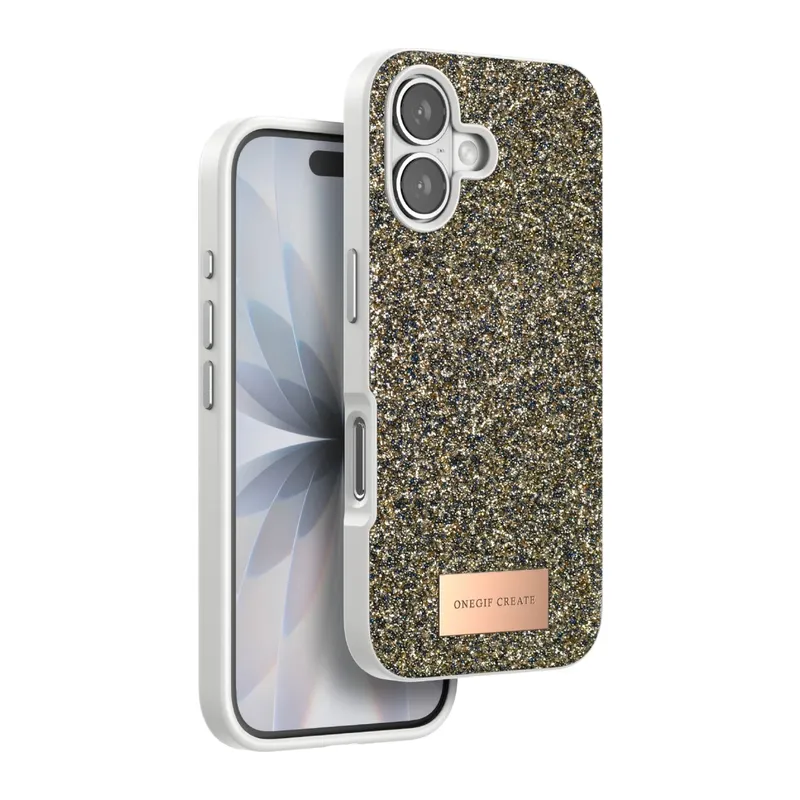 Onegif Apple iPhone 17 Bright Simli Kapak - Çöl Titanyum