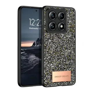 Onegif Xiaomi Mi 14T Pro Bright Simli Kapak - Gümüş