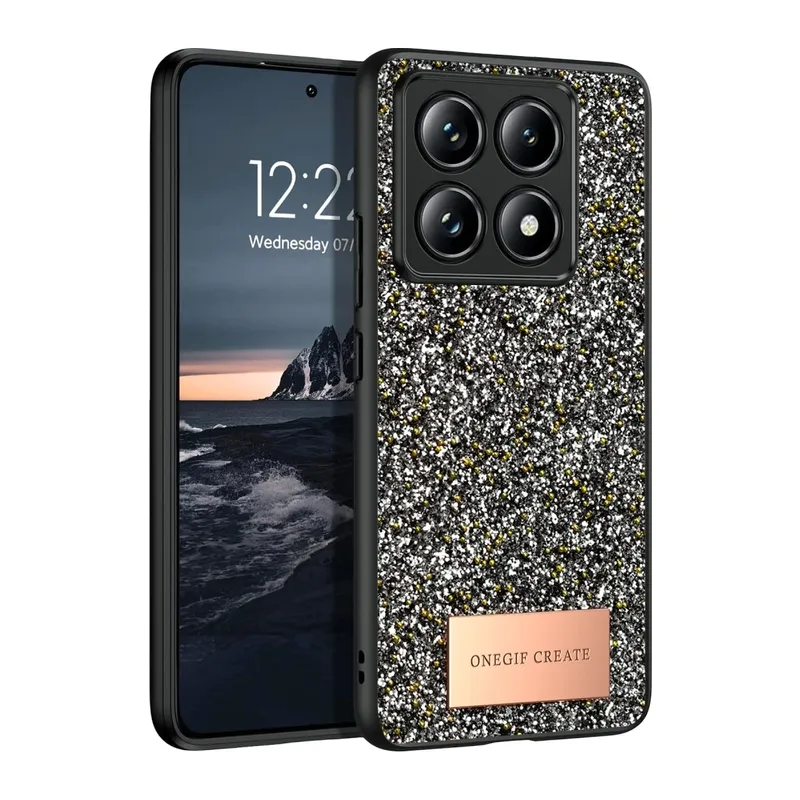 Onegif Xiaomi Mi 14T Pro Bright Simli Kapak - Gümüş
