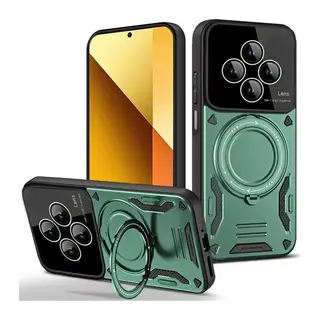 Xiaomi Redmi 14C Kılıf Joy Lens Standlı Kapak - Koyu Yeşil