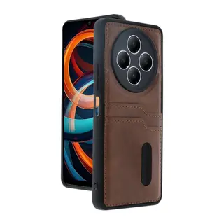 Xiaomi Redmi 14C Kılıf Sara Kartvizitli Deri Kılıf - Taba