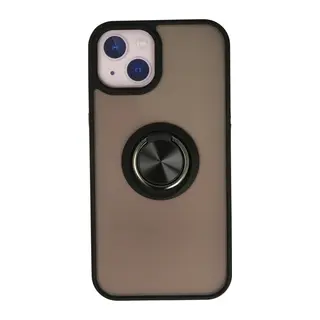 Apple iPhone 13 Kılıf Montreal Yüzüklü Silikon Kapak - Siyah