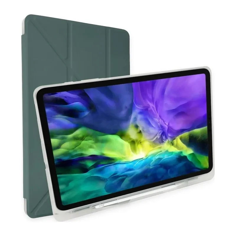 Apple iPad 2025 10.9 10.Nesil (A16) Kılıf Kalemlikli Mars Tablet Kılıfı - Koyu Yeşil