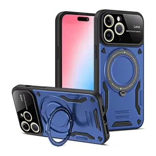 Apple iPhone 15 Pro Max Joy Lens Standlı Kapak - Lacivert