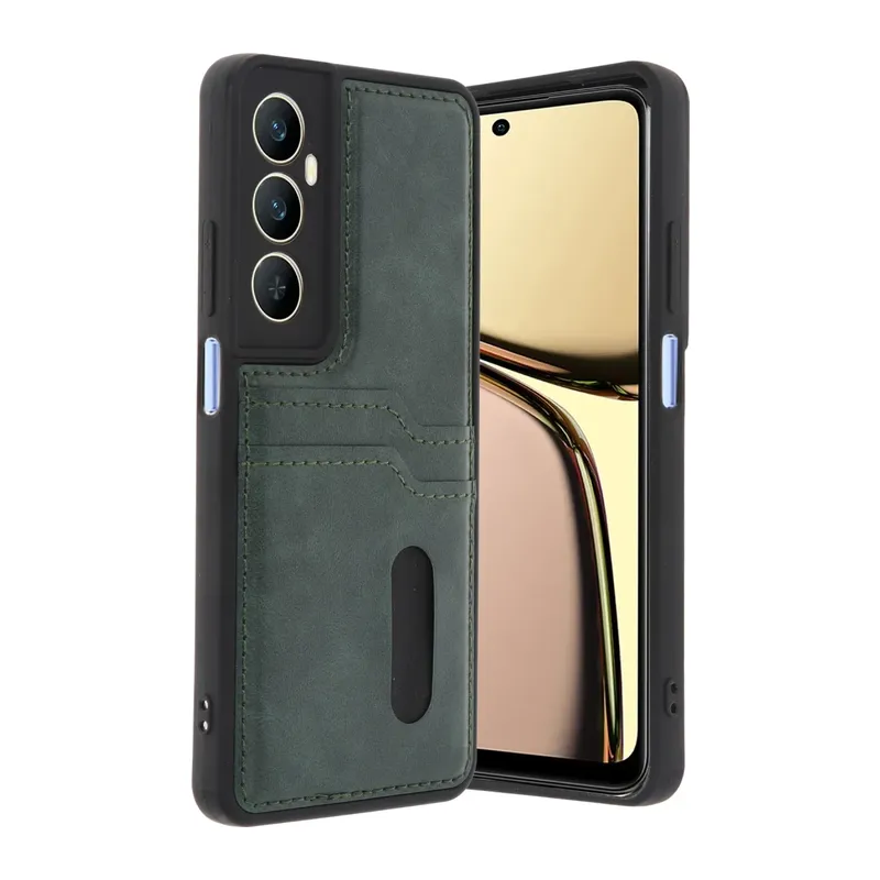 Realme C65 Sara Kartvizitli Deri Kılıf - Yeşil