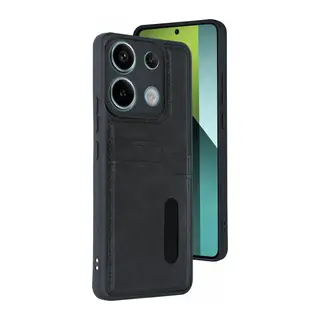 Xiaomi Redmi 15C 4G Sara Kartvizitli Deri Kılıf - Siyah