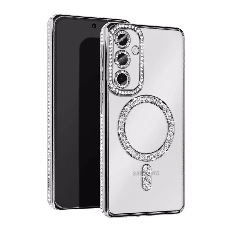 Samsung Galaxy A36 Joke Simli Magneticsafe Kılıf - Gümüş