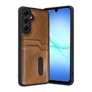 Samsung Galaxy A57 5G Sara Kartvizitli Deri Kılıf - Taba