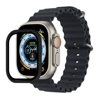 Apple Watch Ultra 49mm Alüminyum Kasa Cam Ekran Koruyucu - Siyah