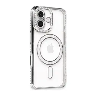 Apple iPhone 16 Kılıf Joke Simli Magneticsafe Kılıf - Gri