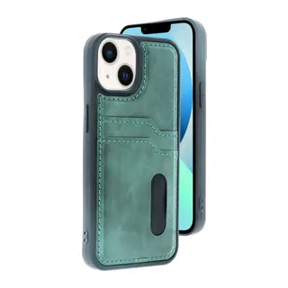 Apple iPhone 15 Sara Kartvizitli Deri Kılıf - Yeşil