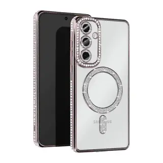 Samsung Galaxy S25 Kılıf Joke Simli Magneticsafe Kılıf - Gümüş