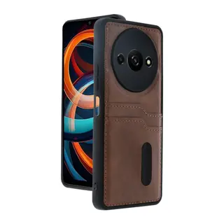 Xiaomi Redmi A3 4G Kılıf Sara Kartvizitli Deri Kılıf - Taba