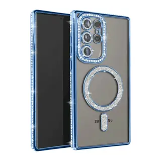 Samsung Galaxy S23 Ultra Joke Simli Magneticsafe Kılıf - Mavi