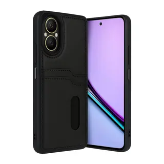 Realme 12 Lite Kılıf Sara Kartvizitli Deri Kılıf - Siyah