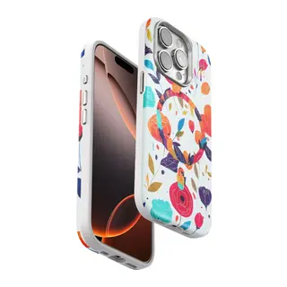 Onegif Apple iPhone 14 Pro Flower Series Magsafe Kapak - Beyaz