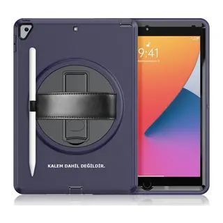 Apple iPad 10.2 (7.nesil) Kılıf Hand Strap Tablet Kılıfı - Lacivert