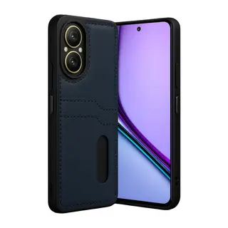 Realme 12 Lite Kılıf Sara Kartvizitli Deri Kılıf - Lacivert