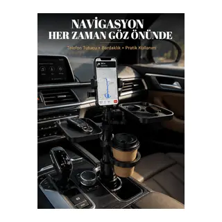 Araç Bardaklık Organizeri Telefon Tutuculu Çok Amaçlı Konsol Aparatı