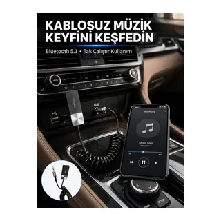 USB AUX Bluetooth Adaptörü Kablosuz Ses Aktarım Cihazı