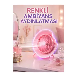 3 Hız Ayarlı USB Şarjlı RGB Masa Fanı
